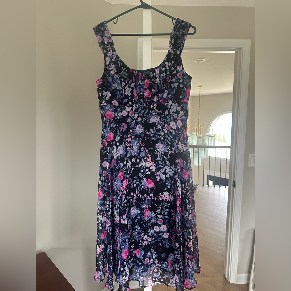Floral Sleeveless Dress - Pink and Blue